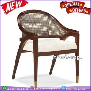 Kursi cafe terbaru kayu jati mix rotan kursi makan terlaris jok Jati Furniture Jepara
