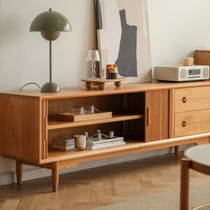 Bufet tv minimalis  Plus salur kayu jati laci kombinasi nakas Kayu jati Furniture Jepara - Gambar 2