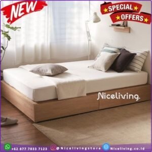 Tempat tidur  ranjang   Plus divan  dipan lesehan laci 2 minimalis kayu jati - 120cm x 200cm Furniture Jepara - Gambar 2