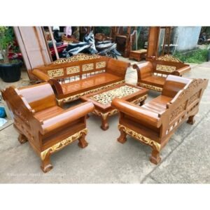Kursi tamu madura  Plus kayu jati sofa tamu full ukiran kombinasi warna Furniture Jepara - Gambar 2