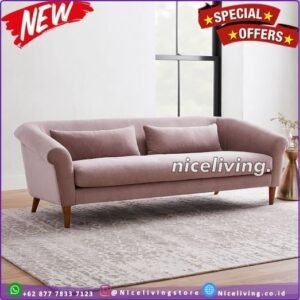 Sofa tamu  warna pink kursi sofa  model lengkung Furniture Jepara