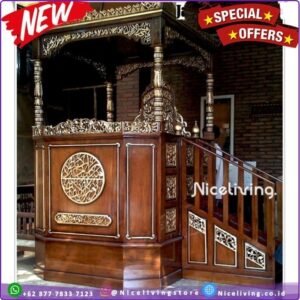 Mimbar masjid besar kayu jati mimbar masjid tingkat terbaik Furniture Jepara