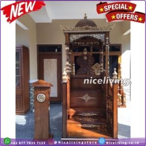 Mimbar masjid kubah kayu jati free podium dan free tongkat masjid Ukir Furniture Jepara