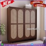 Lemari pakaian modern pintu rotan terbaru lemari pakaian kayu jati Furniture Jepara