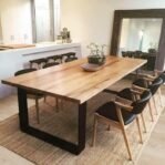 Meja makan kayu jati modern terbaru set meja makan Jati Jepara – 4K MJ 140×80 Furniture Jepara