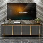 Buffet TV modern top marmer hitam terbaik meja tv cabinet tv terbaru Furniture Jepara