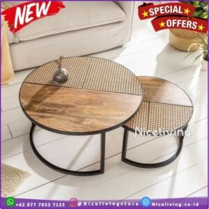 Meja coffe table kombinasi rattan Jati Furniture Jepara Furniture Jepara