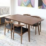 Set meja makan minimalis 4 kursi dudukan busa meja makan Kayu Jati – Tanpa Jok Busa Furniture Jepara