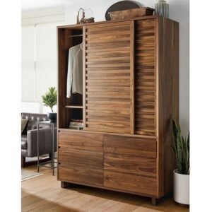 Lemari pakaian pintu  Plus sliding kayu jati almari pakaian kayu jati Furniture Jepara - Gambar 2