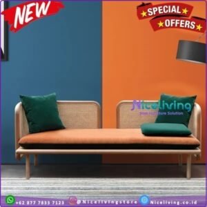 Kursi sofa retro bangku sofa minimalis kayu jati rotan Sofa Jati Furniture Jepara