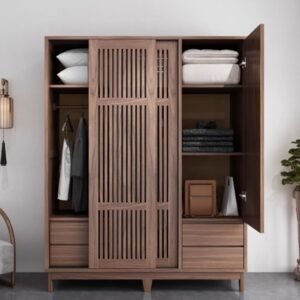 Lemari pakaian pintu  Plus sliding terbaru almari pakaian retro kayu jati Furniture Jepara - Gambar 2