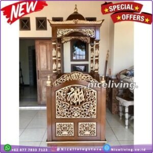 Mimbar masjid kayu jati kaligrafi Allah mimbar masjid Mimbar Ukir Furniture Jepara