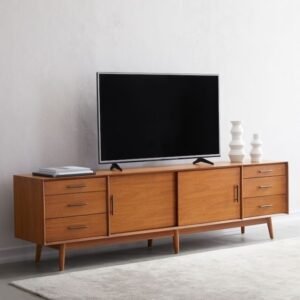 Meja tv retro  Plus 2 meter minimalis kayu jati bufet tv modern kayu jati Furniture Jepara - Gambar 5