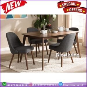 Set meja makan modern terbaru meja makan minimalis kayu jati Solid Furniture Jepara