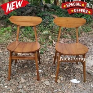 Set Meja Kursi  Plus Makan Minimalis Kayu Jati Terbaik 6 Kursi Kursi Cafe - Kursi Tanpa Jok Furniture Jepara - Gambar 3