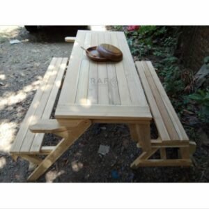 Kursi Meja Lipat  Plus Bangku Kayu Jati Untuk Taman / Resto / Cafe Outdoor - Belum Finishing Furniture Jepara - Gambar 6