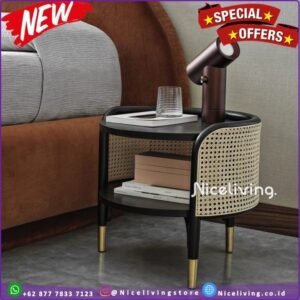 Nakas unik kayu jati kombinasi rotan alami nakas modern kekinian Furniture Jepara